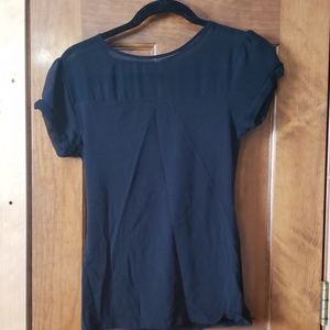 Express illusion neck cap sleeve top